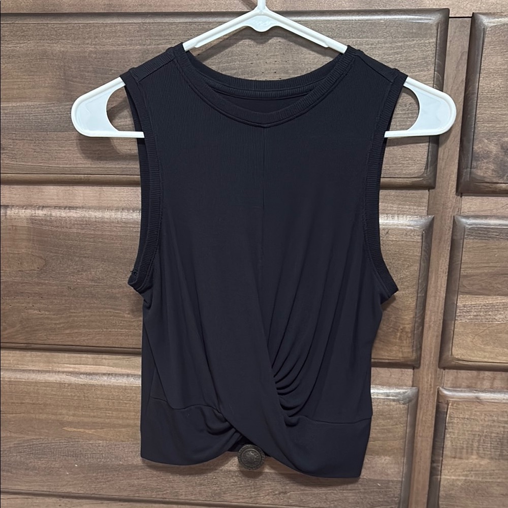 All in Motion Black Sleeveless Muscle Tee with Tie Front